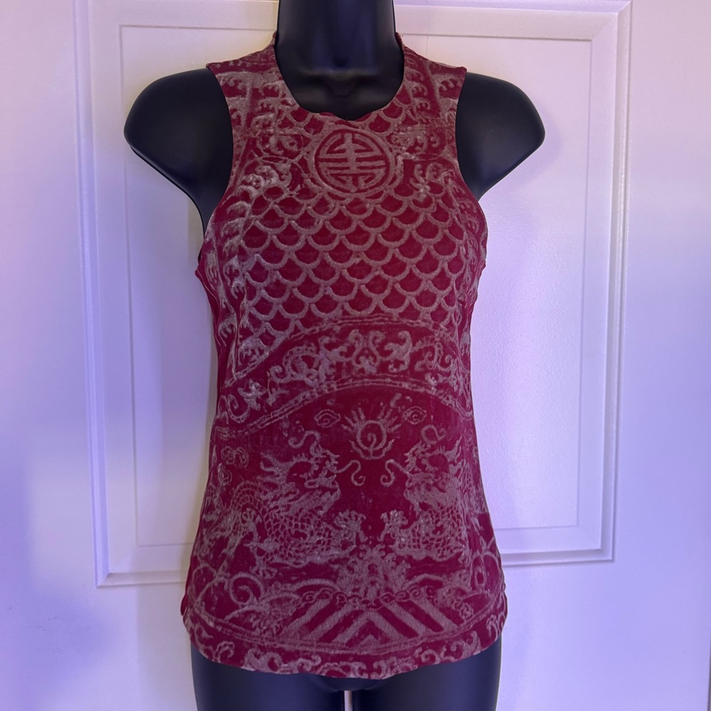 Vivienne Tam Red Patterned Tank Top vintage